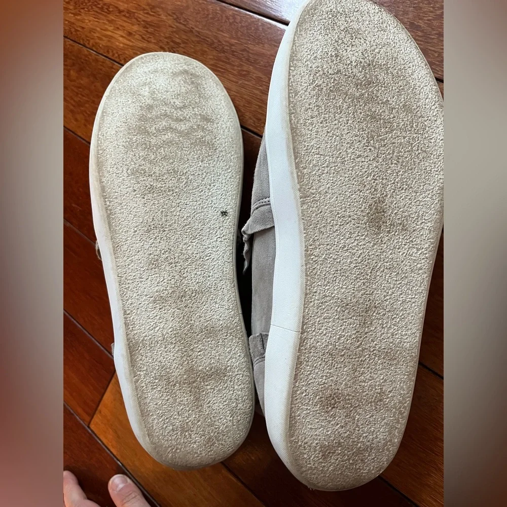 kate spade taupe slip-on sneakers with white sole